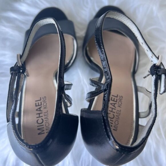 Michael Kors Black Leather Strappy Heels 3.5" Stilettos Womens 9M - Picture 7 of 10